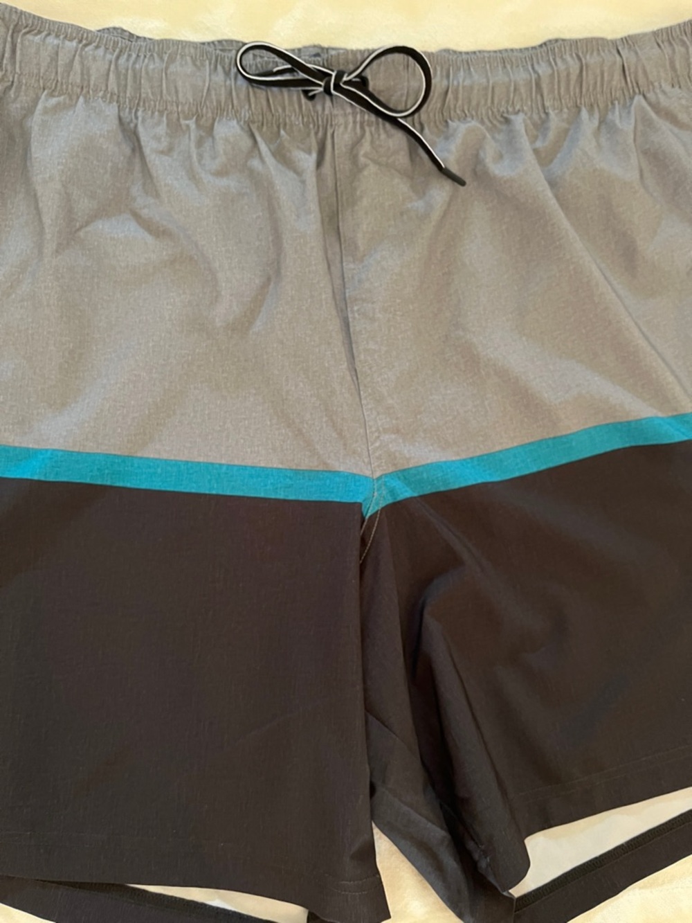George Mens Swim Hybrid in Gray, Black & Teal 91% polyester 9% spandex